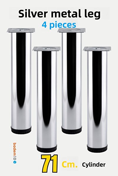 Badem10 4 قطع من أرجل طاولة القهوة المعدنية الفضية المطلية بالكروم بطول 41 سم...