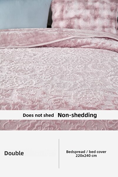 Evlen Home Collection Maya 3 kg Embos Printed Blanket Double Size Thick Soft 220X240 cm Powder