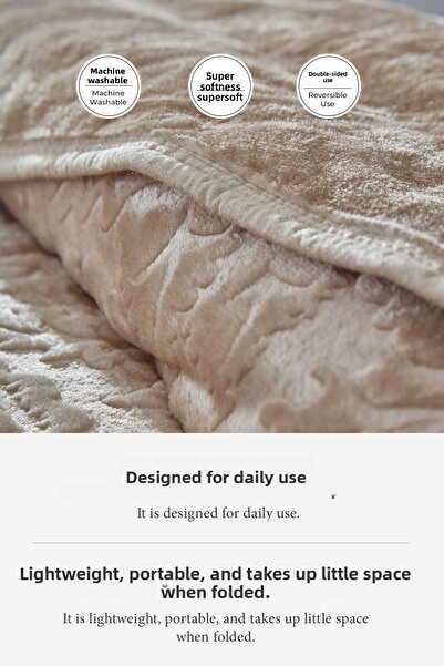 Evlen Home Collection Maya 3 kg Embos Printed Blanket Double Size Thick Soft 220X240 cm Beige