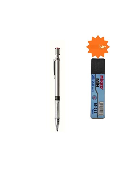Art Tone Portmin Mechanical Pencil Set Silver 2.0mm Tip Gift with Replaceable Tip Feature for Writing and Sketching Drawing