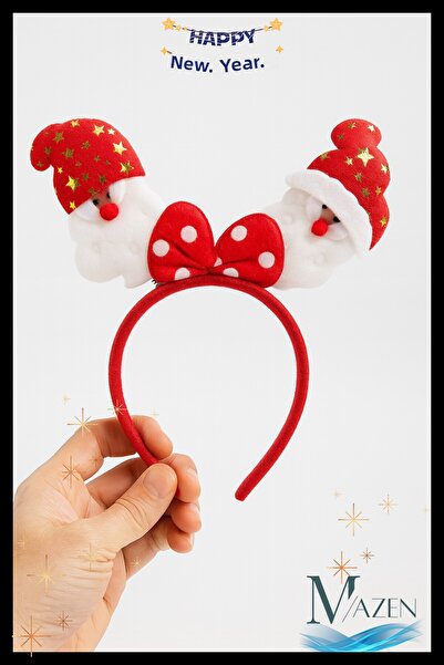 MAZEN إكسسوار حفلات عيد الميلاد على شكل تاج مع شخصية سانتا كلوز وشريط أحمر منقط