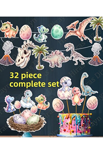 Hiras Dizayn 32 قطعة من تماثيل ورموز حيوانات العصر الجليدي على شكل ديناصورات،...