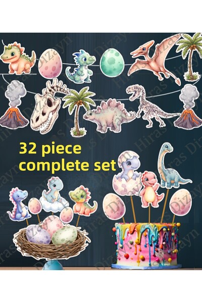 Hiras Dizayn 32 قطعة من تماثيل وشخصيات الديناصورات من العصر الجليدي لتزيين أع...