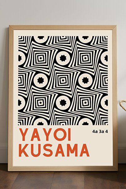 Duvarda Poster înrămat din lemn natural Yayoi Kusama, pictură decorativă de p...