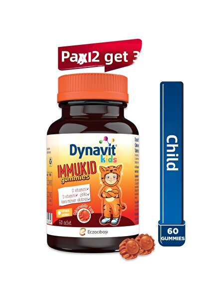 Dynavit Kids Immukid Gummies 60 Chewable - Immune - for Children Vitamin C, D, Zinc, Elderberry
