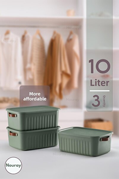 nouray 3 bucăți 10 lt cutie organizatoare decorativă multifuncțională cu capa...