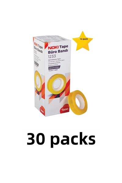 Noki Pachet de 30 (360 buc) bandă de bani transparentă de 12 mm x 33 m