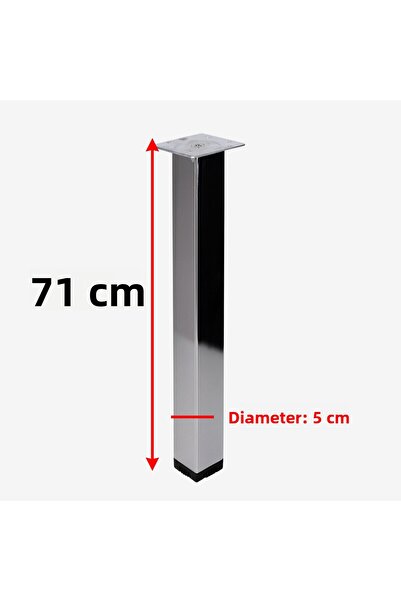 Badem10 Τετράγωνο με επιφάνεια χρωμίου ασημί 71 εκ. Μεταλλικό τραπεζάκι σαλονιού Πόδι τραπεζιού Ανθεκτικό Έπιπλο Στήριξης Πόδια Μοντέλο ποδιών