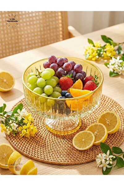 Paşabahçe وعاء قطع بتفاصيل ذهبية كريستالية مقاس 25 سم