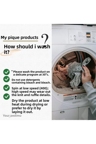 Pedimu Ruffle Detailed Knitted Pique Single Bedspread + Pillowcase (160×200 cm – 65×40 cm)