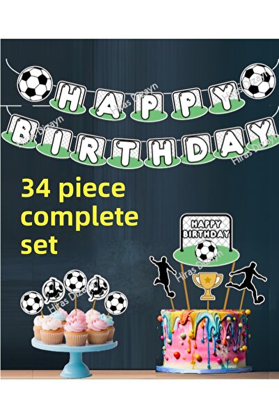 Hiras Dizayn 34 قطعة من مستلزمات حفلات كرة القدم، مجموعة عملاقة لمشجعي كرة ال...