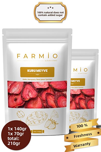 FARMİO فراولة مجففة بدون سكر – 210 جرام – طبيعية وخالية من المواد المضافة