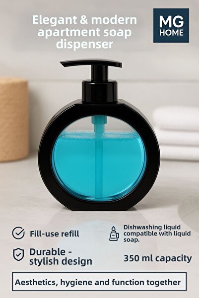 VENON Black Color 1 Piece Liquid Soap Dispenser 350 ml - 11.8 oz Plastic Product Dishwashing Liquid Bleach