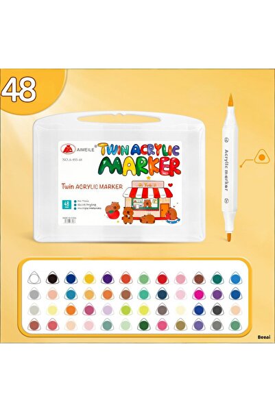 Gökyüzü ışığı 48 Colors Double Tip Acrylic Marker Pen