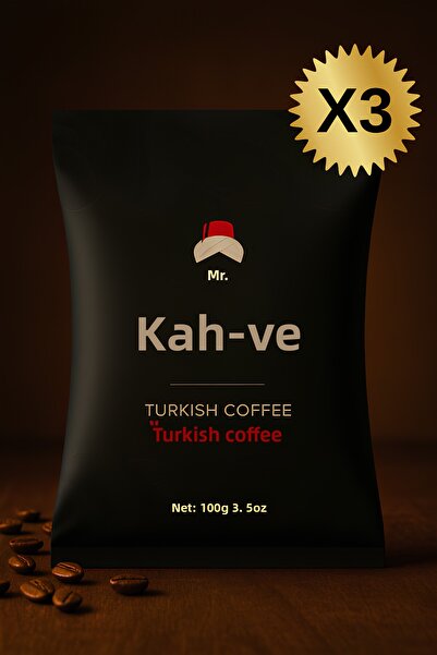 Bey Kahve قهوة عربية تركية 100% 100 جرام 3 قطع – مذاق ناعم، حبوب متوسطة الحبيبات، طحن ناعم