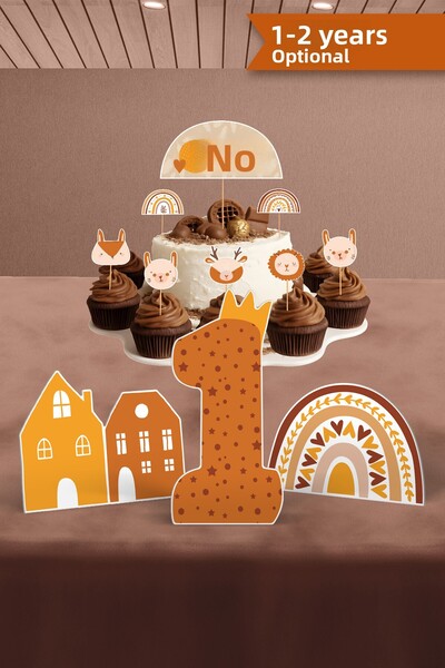 Hey Parti Set de petrecere de aniversare cu tematică naturală Boho (1 an, 2 a...