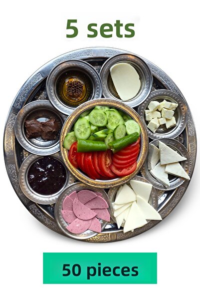 Binbir Trend Chrome Steel 42 cm Breakfast Serving Set – 10 Pieces