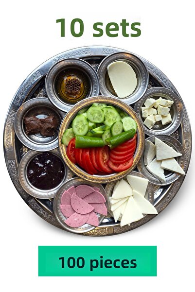 Binbir Trend Chrome Steel 42 cm Breakfast Serving Set – 10 Pieces