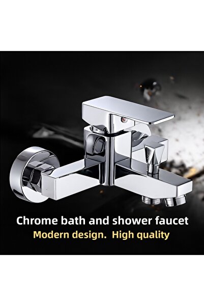 SUVİA صنبور حمام مربع - مطلي بالكروم، تصميم عصري، صنبور للماء الساخن/البارد، ...