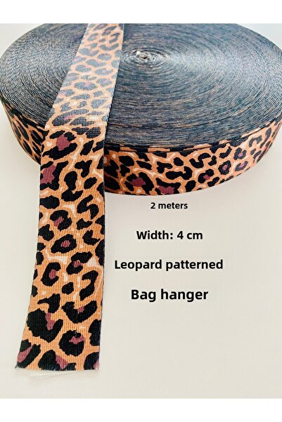 seyranat 2 μέτρα καφέ με σχέδιο λεοπάρ, πλάτος 4 εκ., λουράκι τσάντας-λαβή, κ...