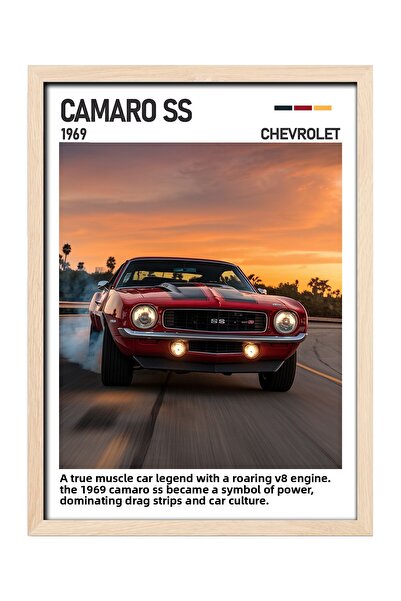 gxe.art Постер с дървена рамка Chevrolet Camaro SS – Легендата на мускулестит...