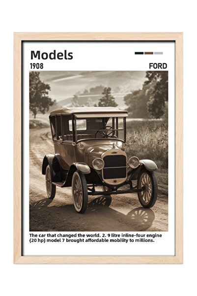 gxe.art Pictură cu poster cu cadru din lemn Ford Model T – Începutul istoriei...