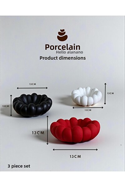 Porselian 3-Pronged Nordic Decorative Plate — Keychain and Jewelry Plate 13cm Nordic Object 13X13