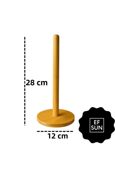 Efsun Bamboo Paper Towel Holder – Non-Slip Base – Stylish and Natural Design – Roll Paper Towel Holder