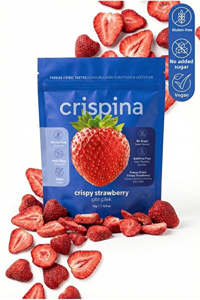 Crispina Daily رقائق الفراولة المجففة بالتجميد، طبيعية، نباتية، خالية من الغل...