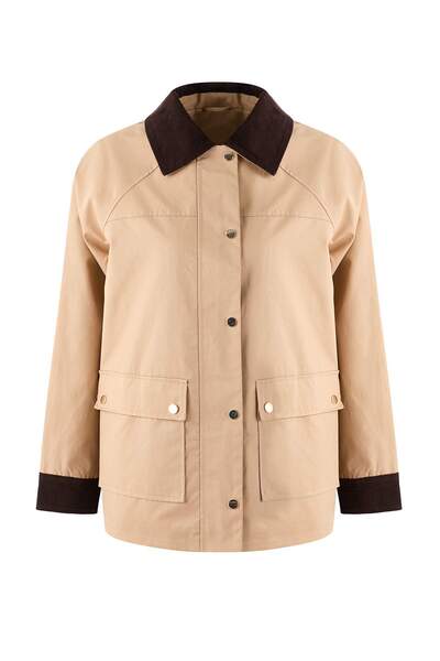 Trendyol Collection Mink Regular Contrast Detailed Midi Coat Twoss26Mo00000