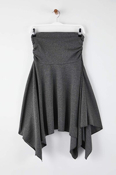 Trendyol Collection Πλεκτή φούστα Anthracite Jacquard Skater Maxi TWOAW26ET00161