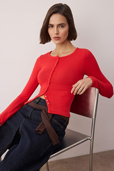 Trendyol Collection Red Knitted Blouse Twoaw26Bz00193