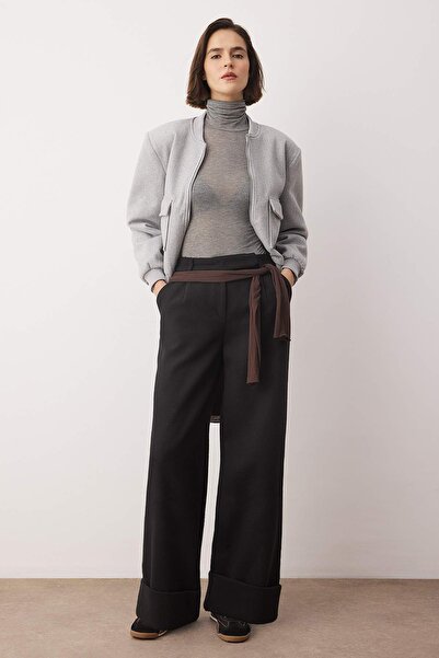 Trendyol Collection Black Wide Leg /Wide Leg High Waist Woven Pants Twoaw23Pl00302