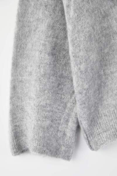 Trendyol Curve Wardrobe Essentials Gray Soft Textured Wide Fit Basic Knitwear Sweater Tbbaw26An00066