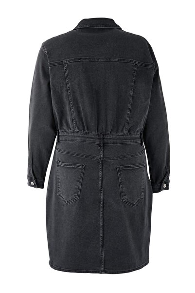 Trendyol Curve Φόρεμα Anthracite Comfort Denim Plus Size