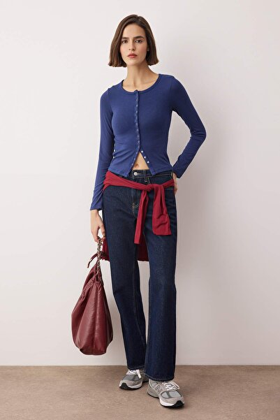 Trendyol Collection Navy Blue Knitted Blouse Twoaw26Bz00193