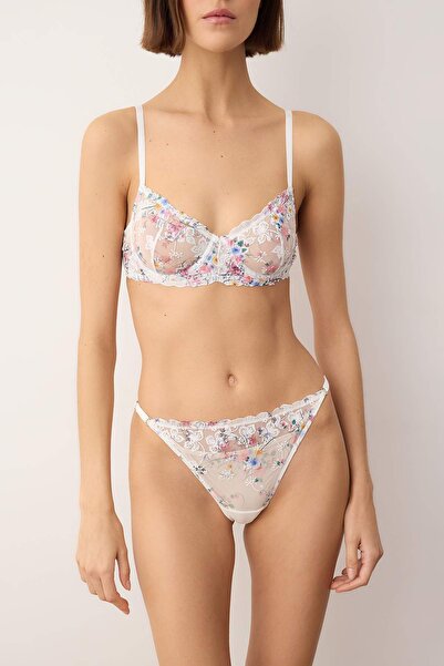 Trendyol Collection White Lace Embroidered Floral Cupless Lingerie Set Thmaw26Cc00028