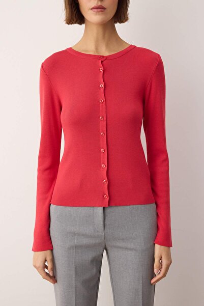 Trendyol Collection Red Soft Textured Knitwear Cardigan Twoaw26Hi00264