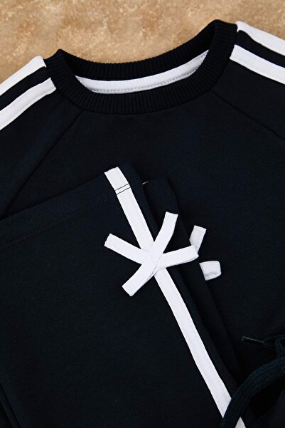 TRENDYOLKIDS Σετ μπλε ναυτικό μονόχρωμο πλεκτό κάτω μέρος - επάνω μέρος TKDAW26AU00019