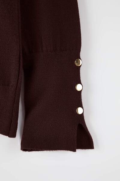 Trendyol Curve Brauner Merserize-Look Premium-Garn / Spezielles Garn Basic-Strickpullover TBBAW26AN00068