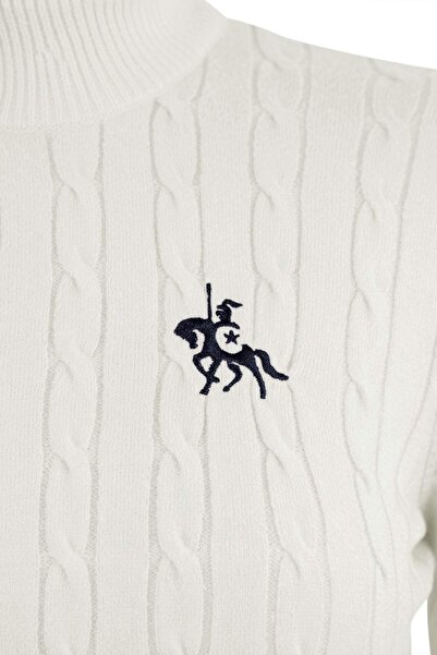 Trendyol Curve Ecru Horse Embroidered Hair Knit Thin Knitwear Sweater Tbbaw26An00067