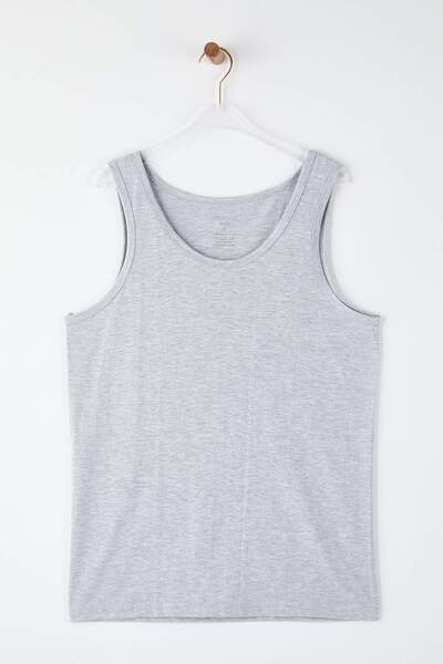 Trendyol Collection Grau - Schwarz-Weiß U-Ausschnitt aus gekämmter Baumwolle, 3-teiliges Unterwäsche-Unterhemd aus Baumwolle TMNSS25AL00005