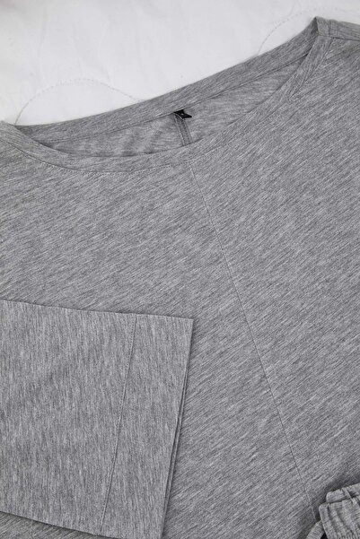 Trendyol Collection Gray Melange Plain Single Jersey Knitted Pajama Set Thmaw26Pt00227