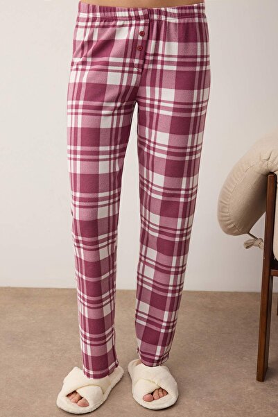 Trendyol Collection White-Burgundy Zippered Soft Winter Waffle Knitted Pajama Set Thmaw26Pt00186