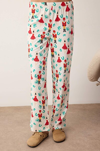 Trendyol Collection Білий 100% бавовняний новорічний комплект піжами THMAW23PT00318