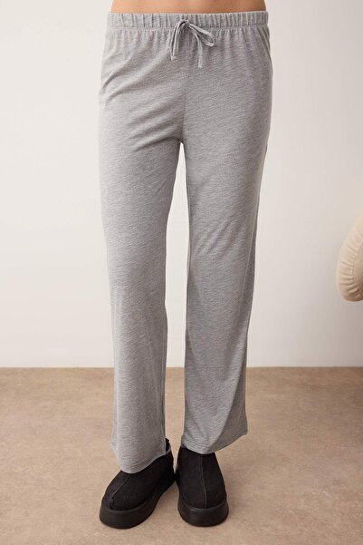 Trendyol Collection Gray Melange Cotton Knitted Pajama Set Thmaw26Pt00227