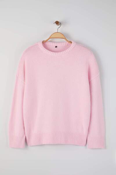 Trendyol Curve Pink Wide Fit Soft Textured Knitwear Sweater Tbbaw26An00061