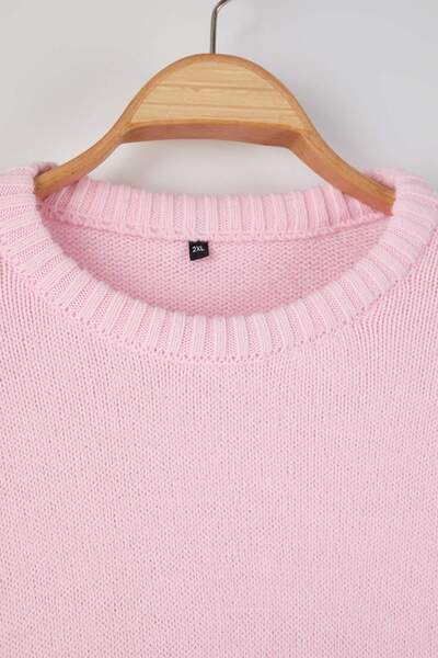Trendyol Curve Pink Wide Fit Soft Textured Knitwear Sweater Tbbaw26An00061