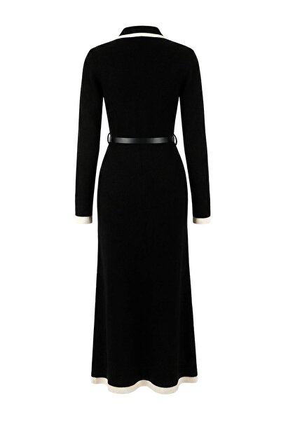 Trendyol Modest Black Belted Polo Neck Knitwear Thessaloniki Dress Tctaw26Eb00065