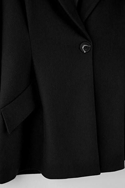 Trendyol Collection Exclusive Special Collection Black Fitted Cashmere Blazer Jacket Twoaw26Bc00054